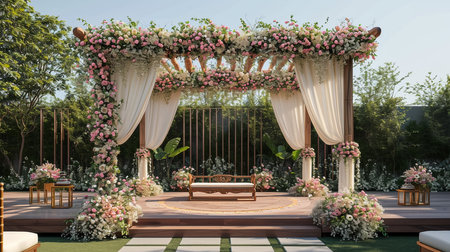 luxury stage decoration with lovely flowersの素材