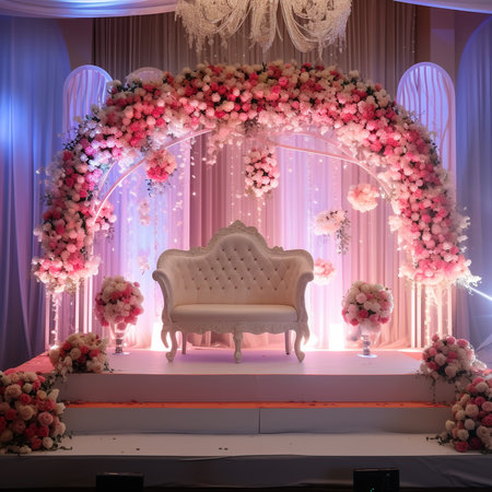 luxury stage decoration with lovely flowersの素材
