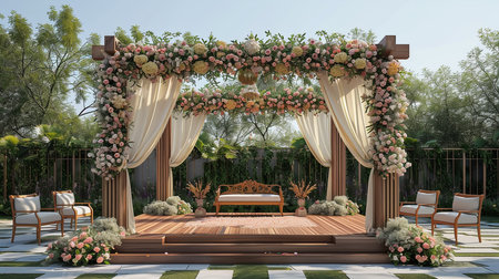 luxury stage decoration with lovely flowersの素材