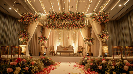 luxury stage decoration with lovely flowersの素材