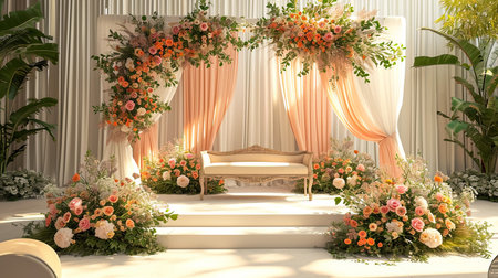 luxury stage decoration with lovely flowersの素材