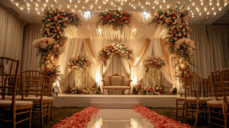 luxury stage decoration with lovely flowersの素材
