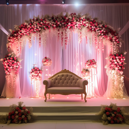 luxury stage decoration with lovely flowersの素材