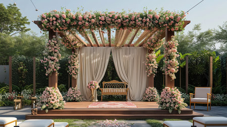luxury stage decoration with lovely flowersの素材