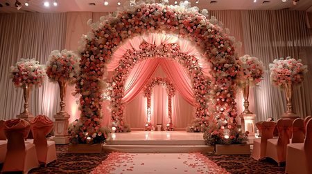 luxury stage decoration with lovely flowersの素材