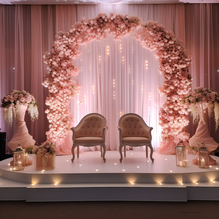 luxury stage decoration with lovely flowersの素材