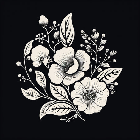 roses. ink hand drawn flowers isolated on white backgroundの素材