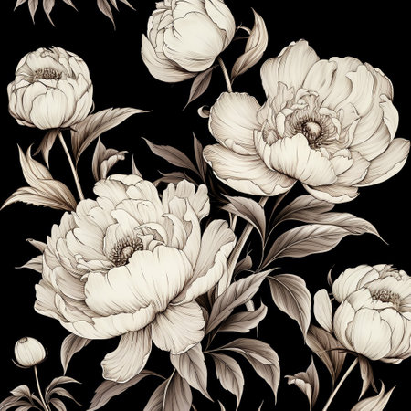 Rose tattoo. Silhouette of roses and leaves on a white background. Linework style. Pattern of rosesの素材