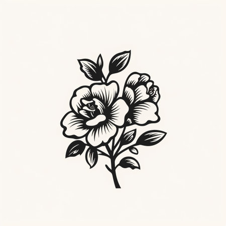 roses. ink hand drawn flowers isolated on white backgroundの素材