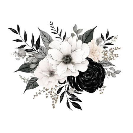 Hand drawn garden rose flower isolated on white backgroundの素材