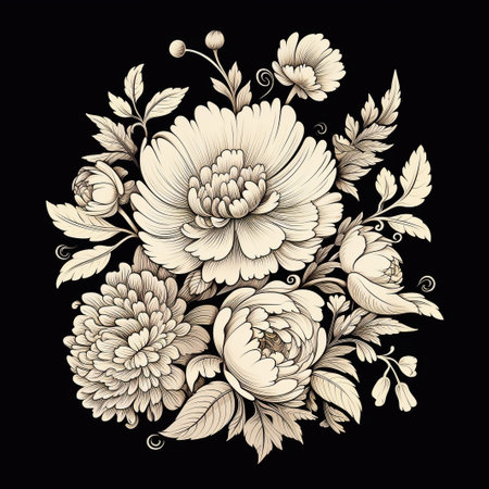 Watercolor black and white roses. Bouquet of roses. Rose bush. Beautiful flowers.の素材