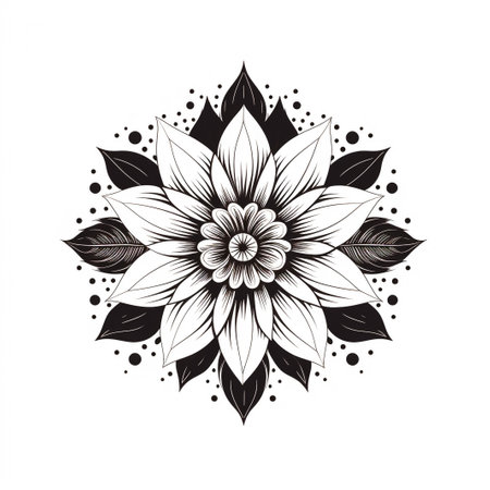 Hand drawn garden rose flower isolated on white backgroundの素材