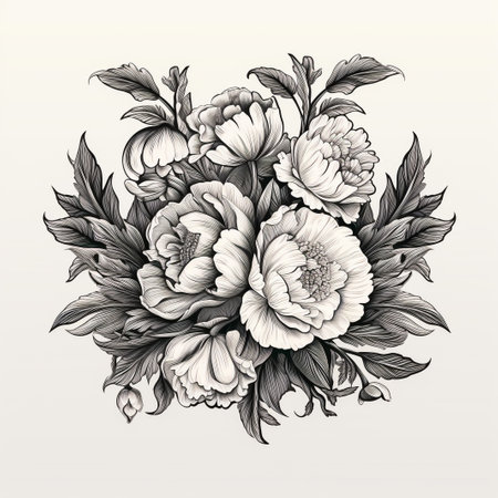 Watercolor black and white roses. Bouquet of roses. Rose bush. Beautiful flowers.の素材