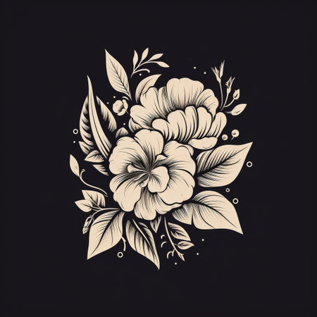 roses. ink hand drawn flowers isolated on white backgroundの素材