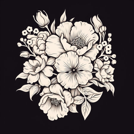 Hand drawn garden rose flower isolated on white backgroundの素材