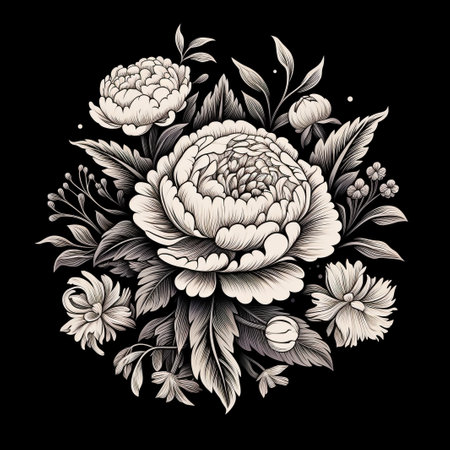 roses. ink hand drawn flowers isolated on white backgroundの素材