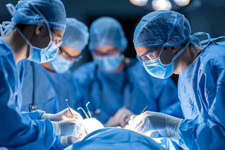 Medical Team Performing Surgical Operation in Modern Operating Roomの素材