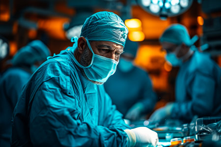 Medical Team Performing Surgical Operation in Modern Operating Roomの素材