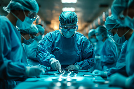 Medical Team Performing Surgical Operation in Modern Operating Roomの素材