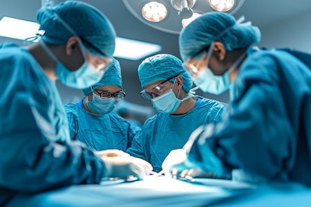 Medical Team Performing Surgical Operation in Modern Operating Roomの素材