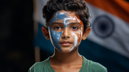 Little boy plays with colors.Concept for Indian festival Holi.の素材