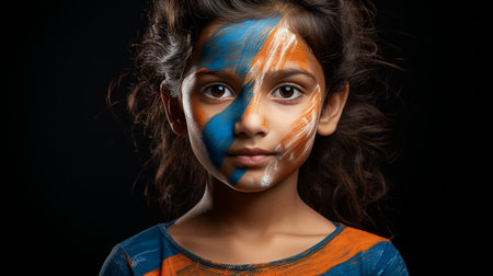 Little boy plays with colors.Concept for Indian festival Holi.の素材