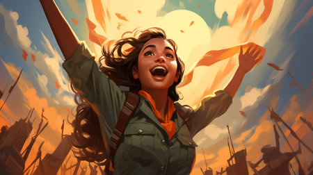 Portrait of Little Girl playing with Colors. Holi conceptの素材