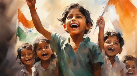 Portrait of Little Girl playing with Colors. Holi conceptの素材