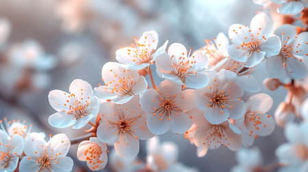 Cherry blossom, close up with soft pink bokeh background.の素材