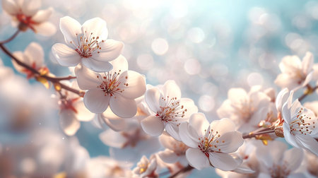 Cherry blossom, close up with soft pink bokeh background.の素材