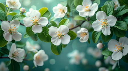 Beautiful spring cherry tree with flowers and bokehの素材