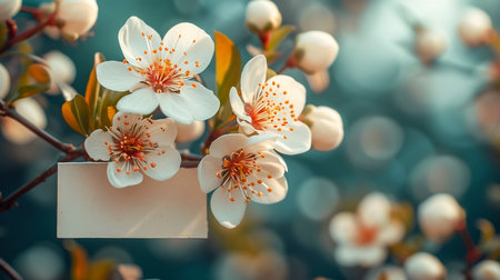Beautiful spring cherry tree with flowers and bokehの素材