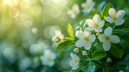 Beautiful spring cherry tree with flowers and bokehの素材