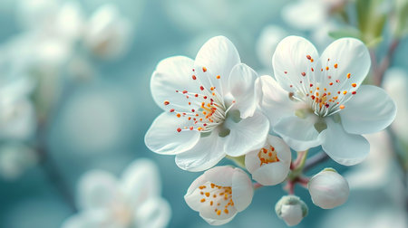 Beautiful spring cherry tree with flowers and bokehの素材