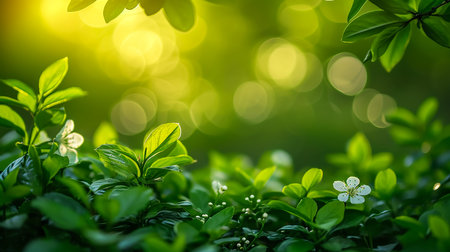 White Daises flowers on meadow during spring blossom with sunrays, selective focus and blurred backgroundの素材