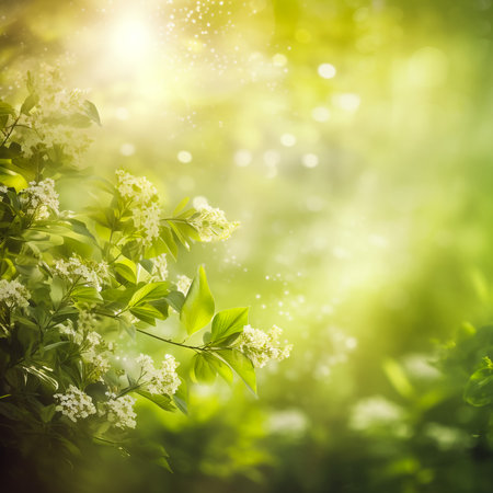 White Daises flowers on meadow during spring blossom with sunrays, selective focus and blurred backgroundの素材