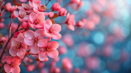 Sakura flowers cherry blossom on blur background.の素材