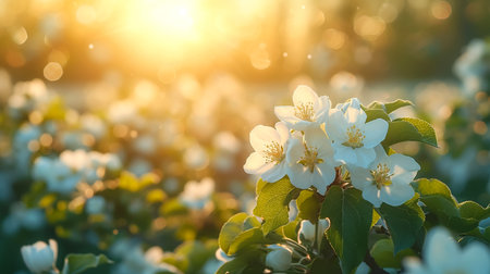 Spring Background.Spring flowers.Blossom tree over nature background.の素材
