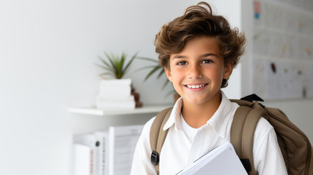 Young happy business woman sitting at work desk with laptop. Smiling school professional online teacher coach advertising virtual distance students classes teaching remote education webinars. Portraitの素材