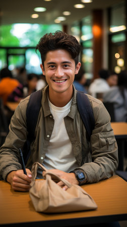 Portrait of cheerful college studentの素材