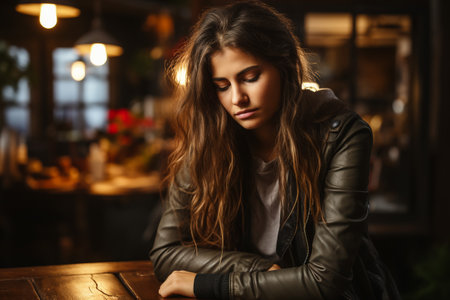 Bored young woman in the office working with a laptop and staring at computer screenの素材