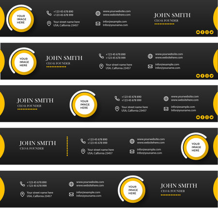 Modern black and yellow web banners. Vector design elements for graphic layout.のイラスト素材