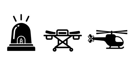 Helicopter icon set. Vector illustration in black and white.のイラスト素材
