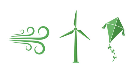 Wind turbine and wind turbine icon set. Windmill and wind turbine