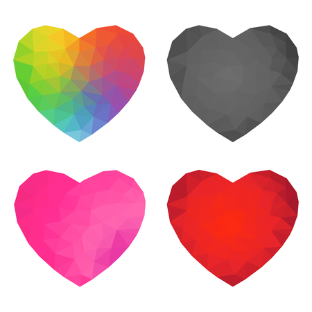 Abstract Polygon Heart Setのイラスト素材