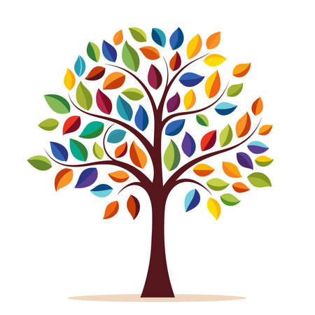 Colorful autumn tree isolated on white background. Vector Illustration.のイラスト素材