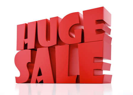 Huge Sale - 3D Red Render on white background with reflection.の写真素材