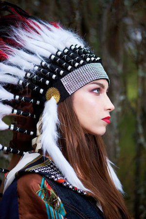 portrait of a girl in profile in a roach