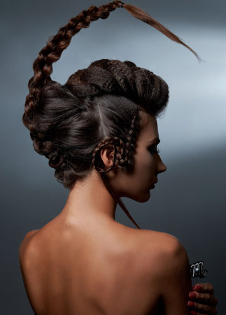 Gorgeous girl with original makeup looks like a Scorpio zodiac signの写真素材