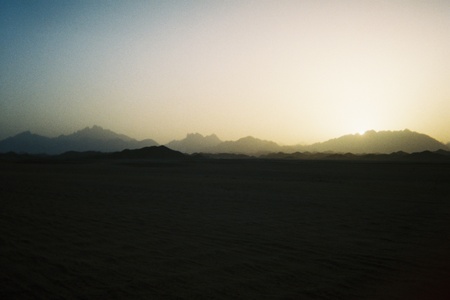 a mirage in the desertの写真素材